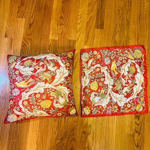 Floral Red Accent Pillow by Salvatore Ferragamo